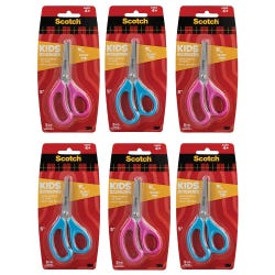 Scotch Kids Scissors, 5 Inch Blunt Tip, Red, Pack of 6