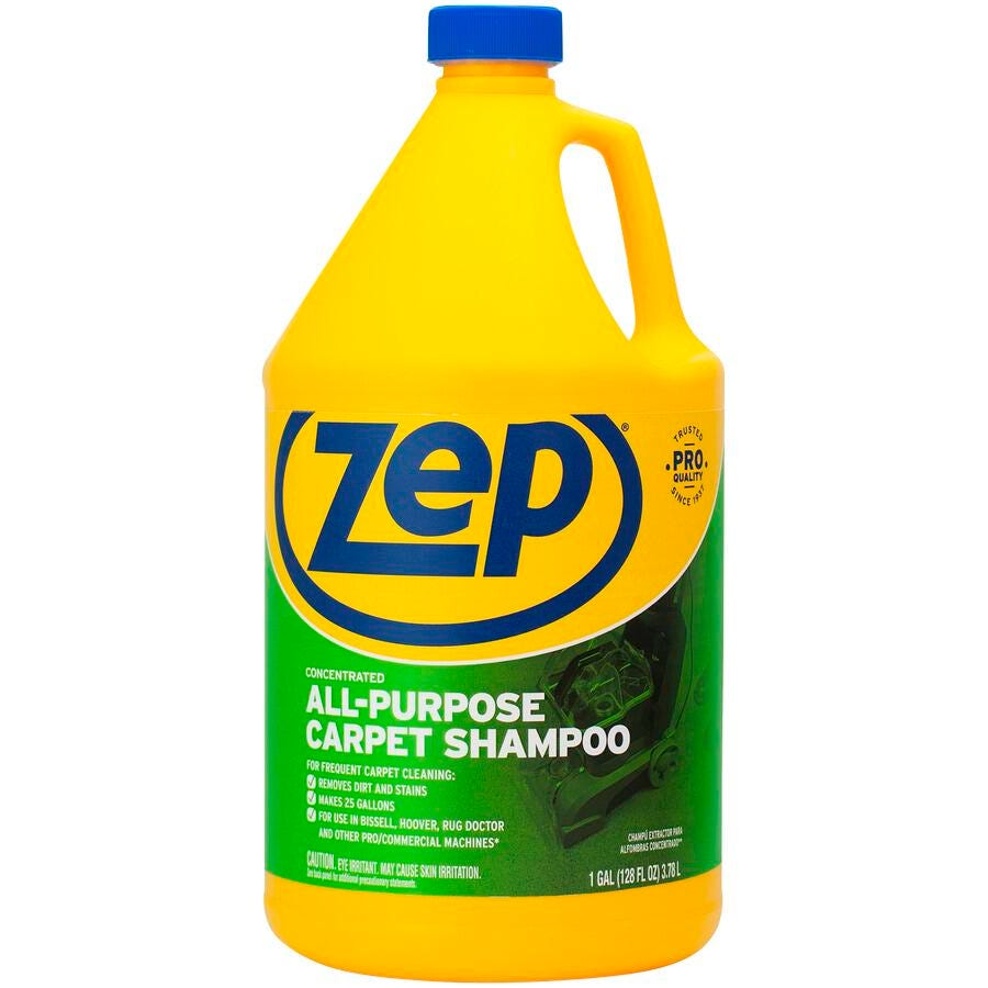 Zep Concentrated All-Purpose Carpet Shampoo, 128 Fluid Ounces, Blue, Carton of 4, Item Number 2050378