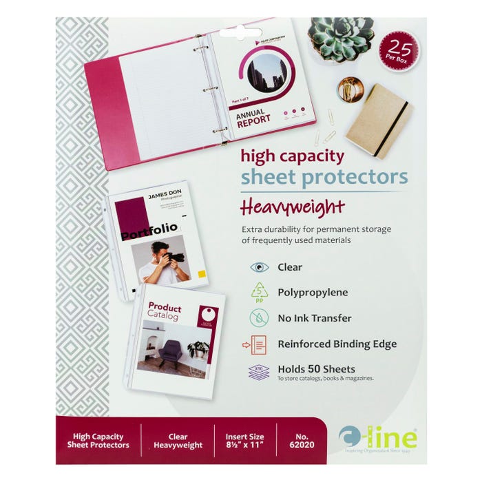 C-Line Poly Heavyweight Sheet Protectors, 8-1/2 x 11 Inches, Clear, Pack of 25