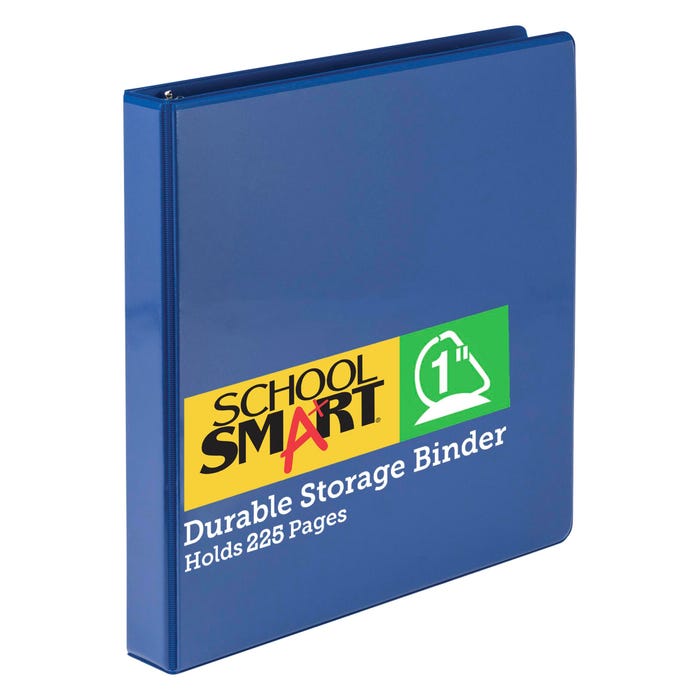 School Smart Durable Polypropylene D Ring Binder, 1 Inch, Blue