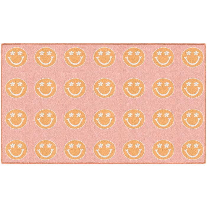 Flagship Carpets Good Vibes Criss Cross Happy Faces Carpet, Rectangle