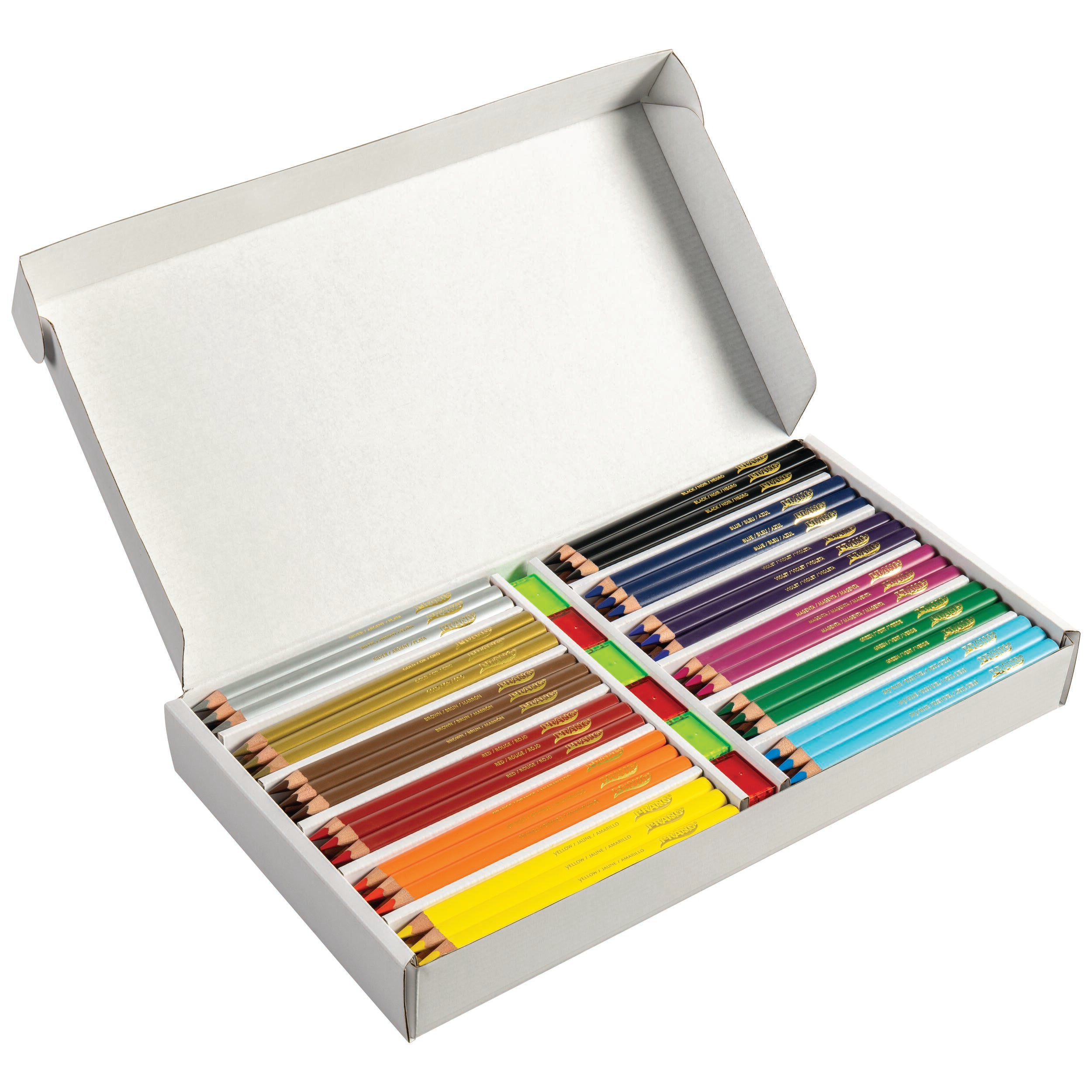 Image for Prang Triangular Colored Pencils Classroom Pack with Sharpeners, 5.5mm Core, Assorted Colors, 150 Pieces from School Specialty