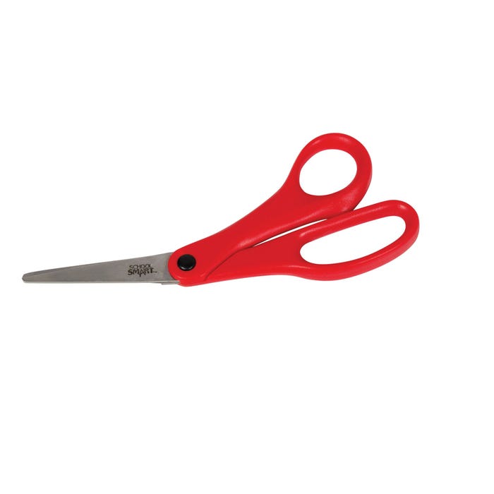 School Smart Lightweight Bent Handle Scissors, 7 Inches, Red