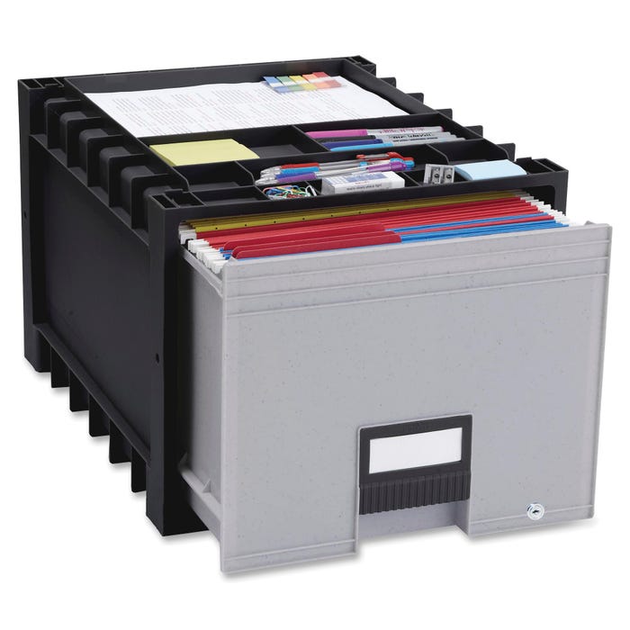 Storex Archive File Storage Drawer, Letter/Legal, 14-1/4 x 18 x 11-1/2 Inches, Black/Gray