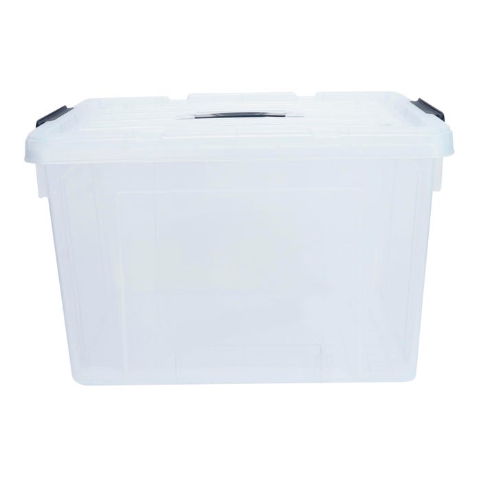 SpaceExpert Large Storage Bins with Lid, 52 Quart, Clear