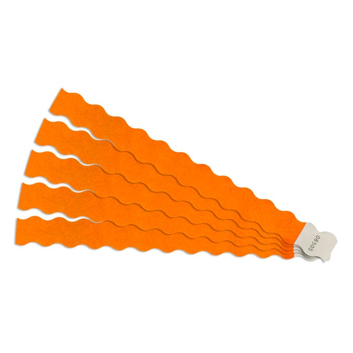 SICURIX Wristbands, Wavy, Orange, Pack of 100