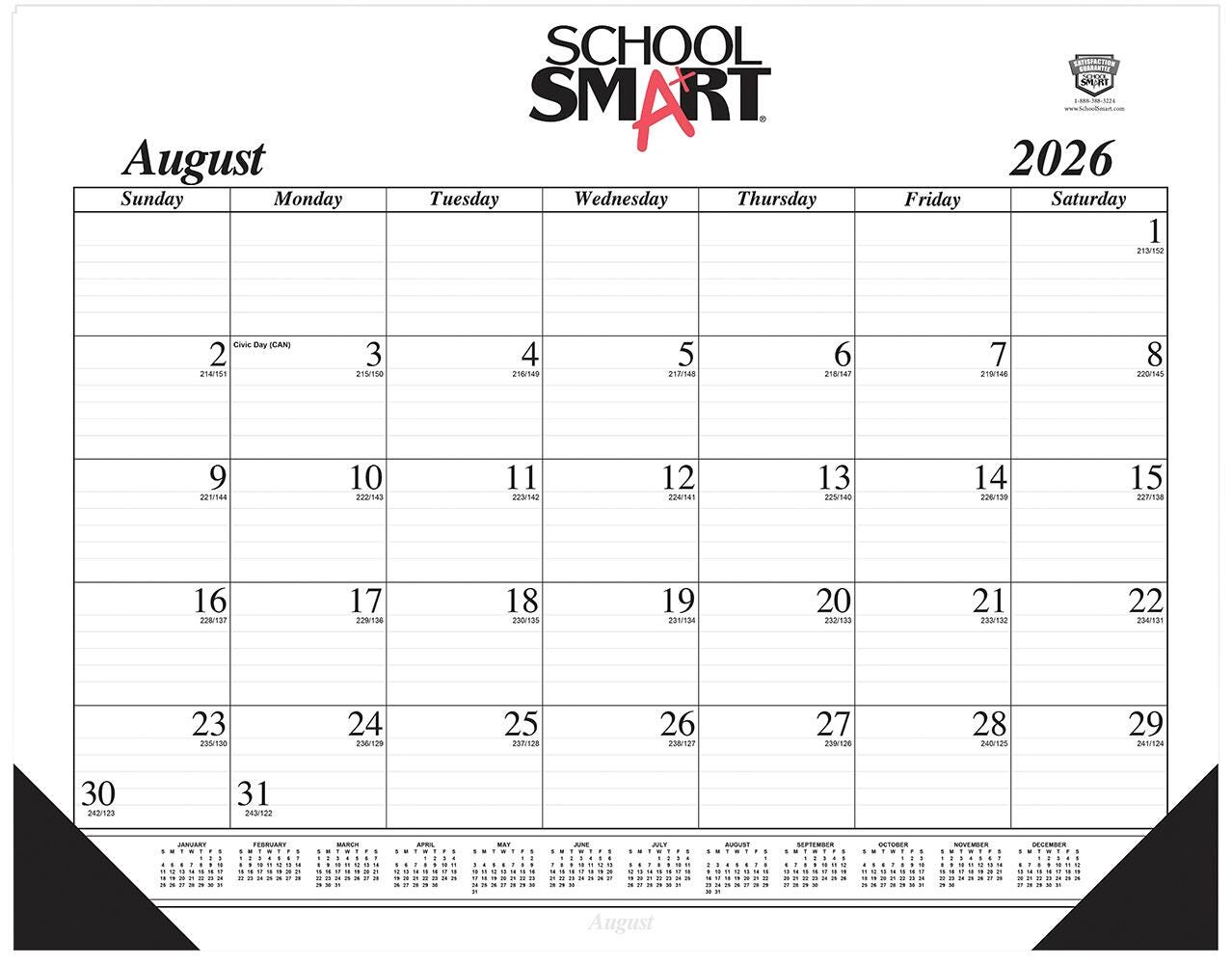 Image for School Smart Academic Desk Pad, 17 Month, August 2026 to December 2027, 22 x 17 Inches from School Specialty