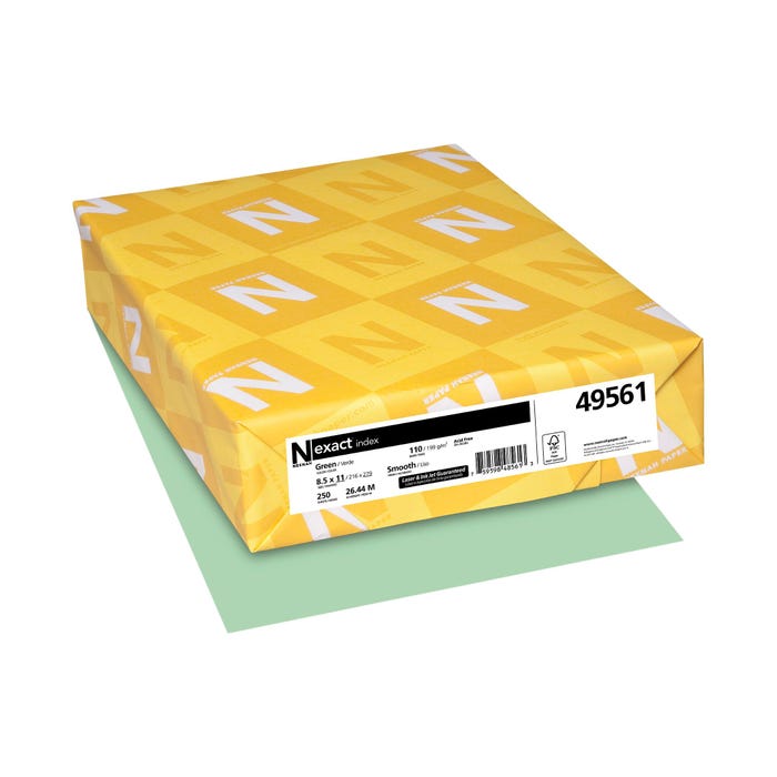 Exact Index Colored Cardstock, 8.5 x 11 In, 110 lb., Green, 250 Sheets