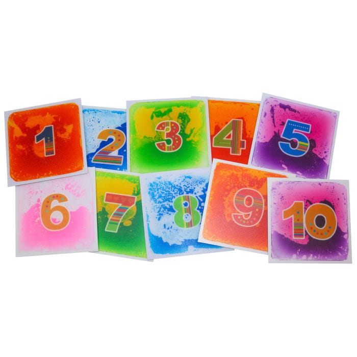Abilitations Sensory Gel Floor Tiles, Numbered, 15-3/4 x 15-3/4 Inches, Set of 10