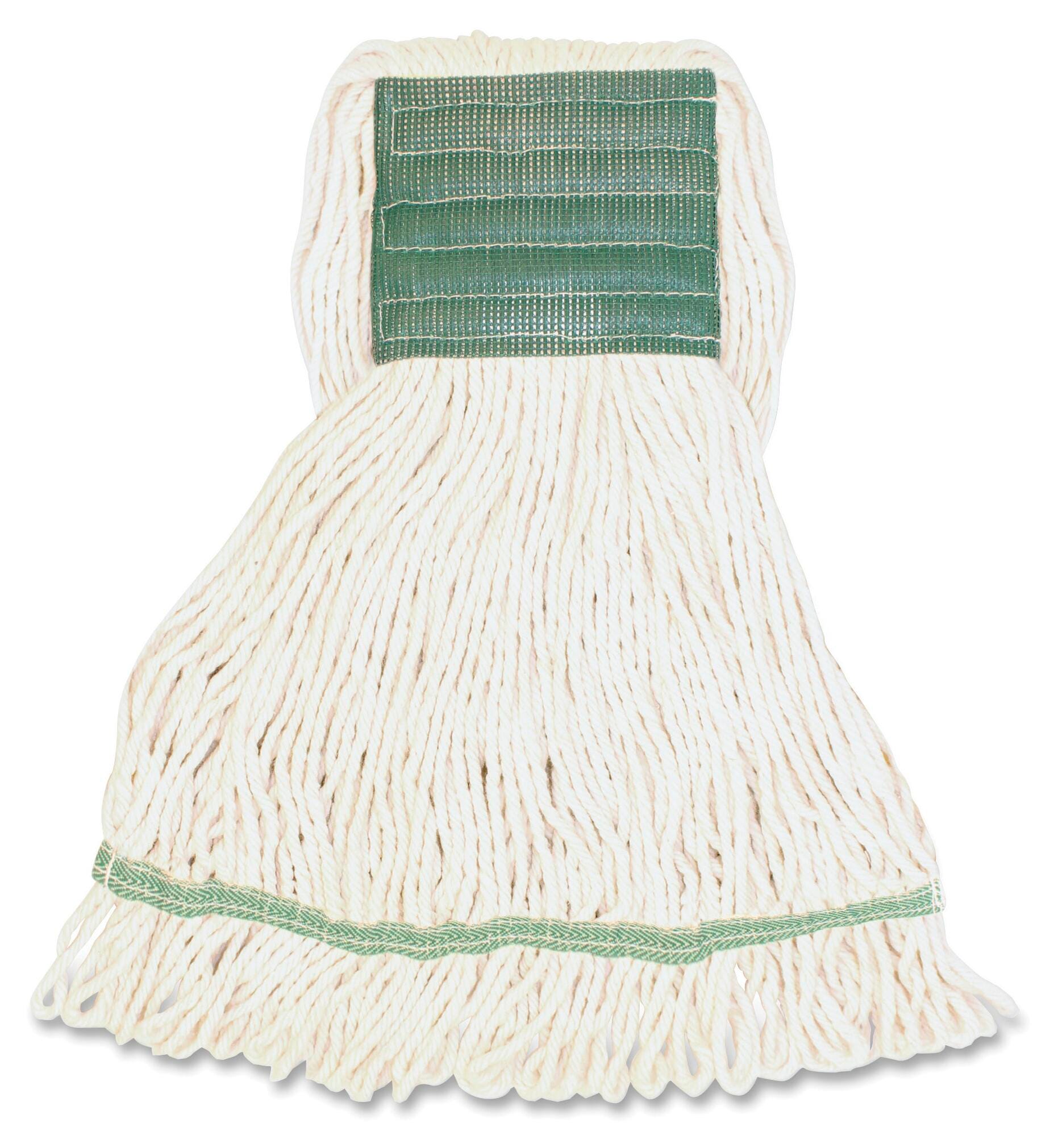 Genuine Joe Synthetic Mophead, Wide Band Lopped Mop,White, Pack of 12