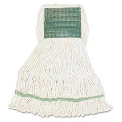 Genuine Joe Synthetic Mophead, Wide Band Lopped Mop,White, Pack of 12