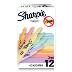 Sharpie Tank Highlighters, Chisel Tip, Assorted Mild Pastel Colors, Pack of 12 2102345
