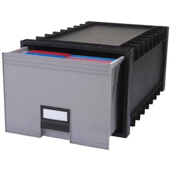 Storex Archive File Storage Drawer, Letter, 15-1/8 x 24-1/4 x 11-1/2 Inches, Black/Gray