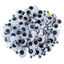 Creativity Street Round Wiggle Eyes, Assorted on White, Set of 500, Item Number 324579