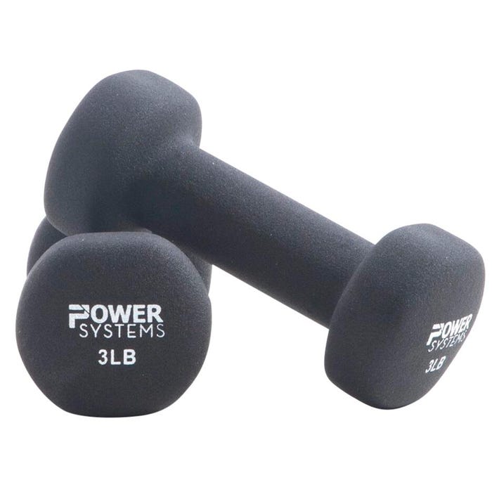 Power Systems Premium Neoprene Dumbbells, 3 Pounds, Black