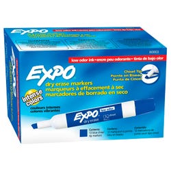 EXPO Low Odor Dry Erase Markers, Chisel Tip, Blue, Pack of 12 1333746