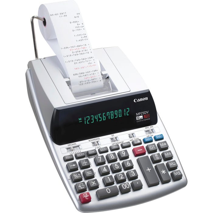 Canon MP25DV3 12-Digit Printing Calculator, Silver