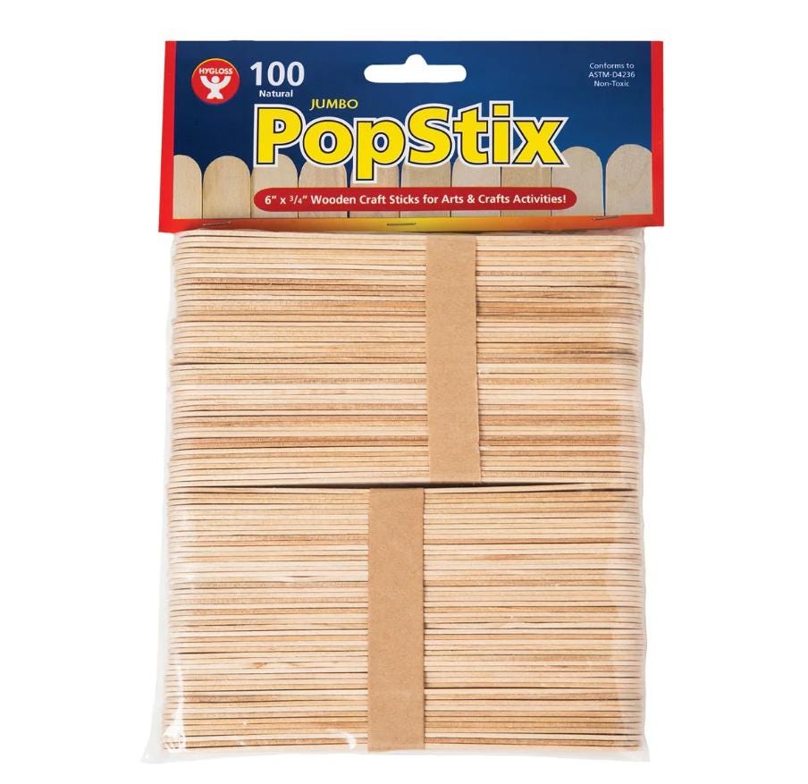 Hygloss Jumbo Natural Craft Sticks, 6 x 3/4 Inches, Pack of 100 2145669