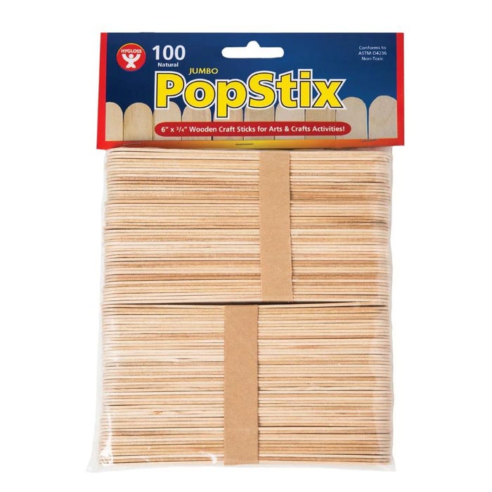 Hygloss Jumbo Natural Craft Sticks, 6 x 3/4 Inches, Pack of 100