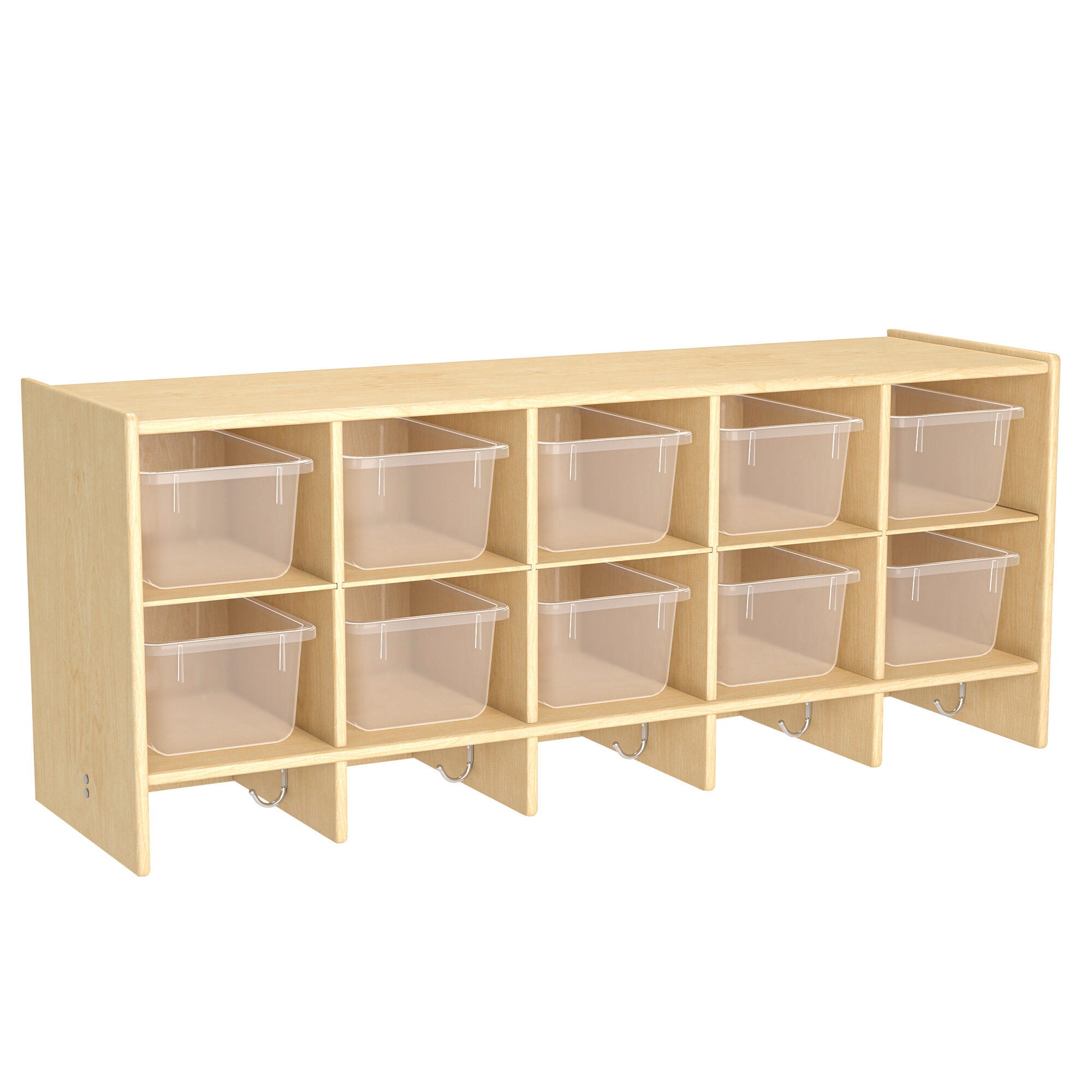Image for Childcraft Wall Mounted Coat Locker, 10 Cubbies, Clear Bins, 47-3/4 x 14-1/4 x 19-3/4 Inches from School Specialty