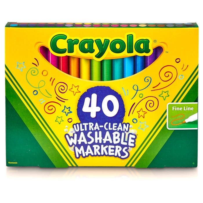 Crayola Ultra-Clean Washable Markers, Fine Line, Assorted Colors