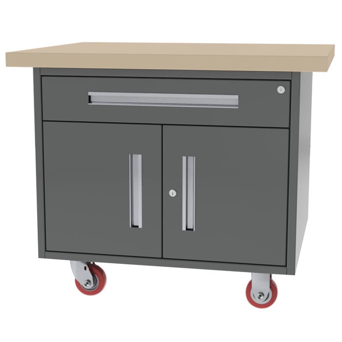 Greene Single Drawer Double Door Mobile Workbench, 38 x 24 x 34 Inches