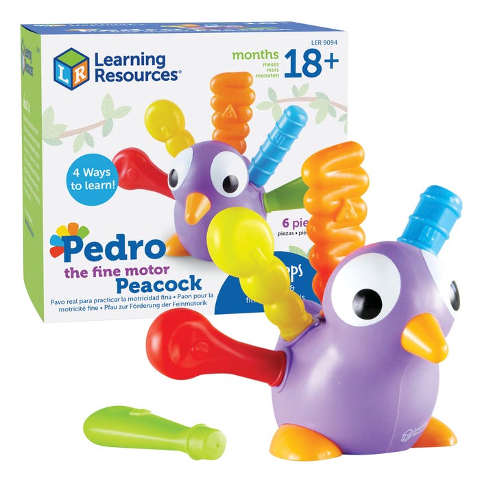 Learning Resources Pedro the Fine Motor Peacock, 6 Pieces