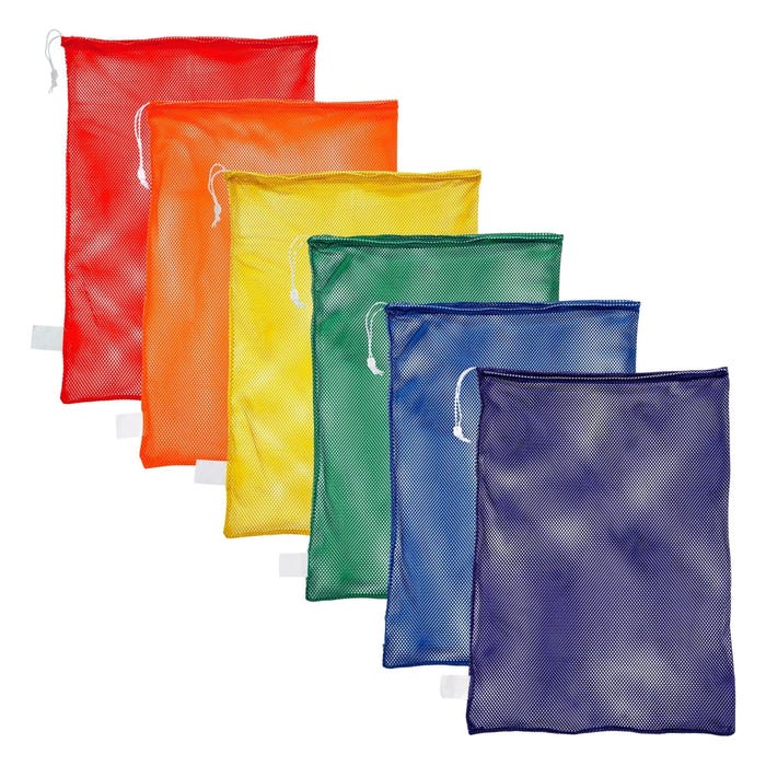 Champion Sports Mesh Equipment Bags, Nylon, 24 x 36 Inches, Assorted Colors, Set of 6