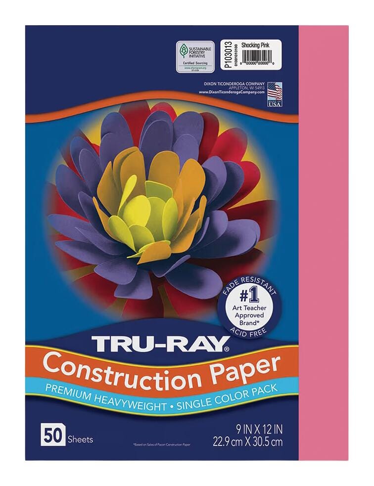 Image for Tru-Ray Sulphite Construction Paper, 9 x 12 Inches, Shocking Pink, 50 Sheets from School Specialty