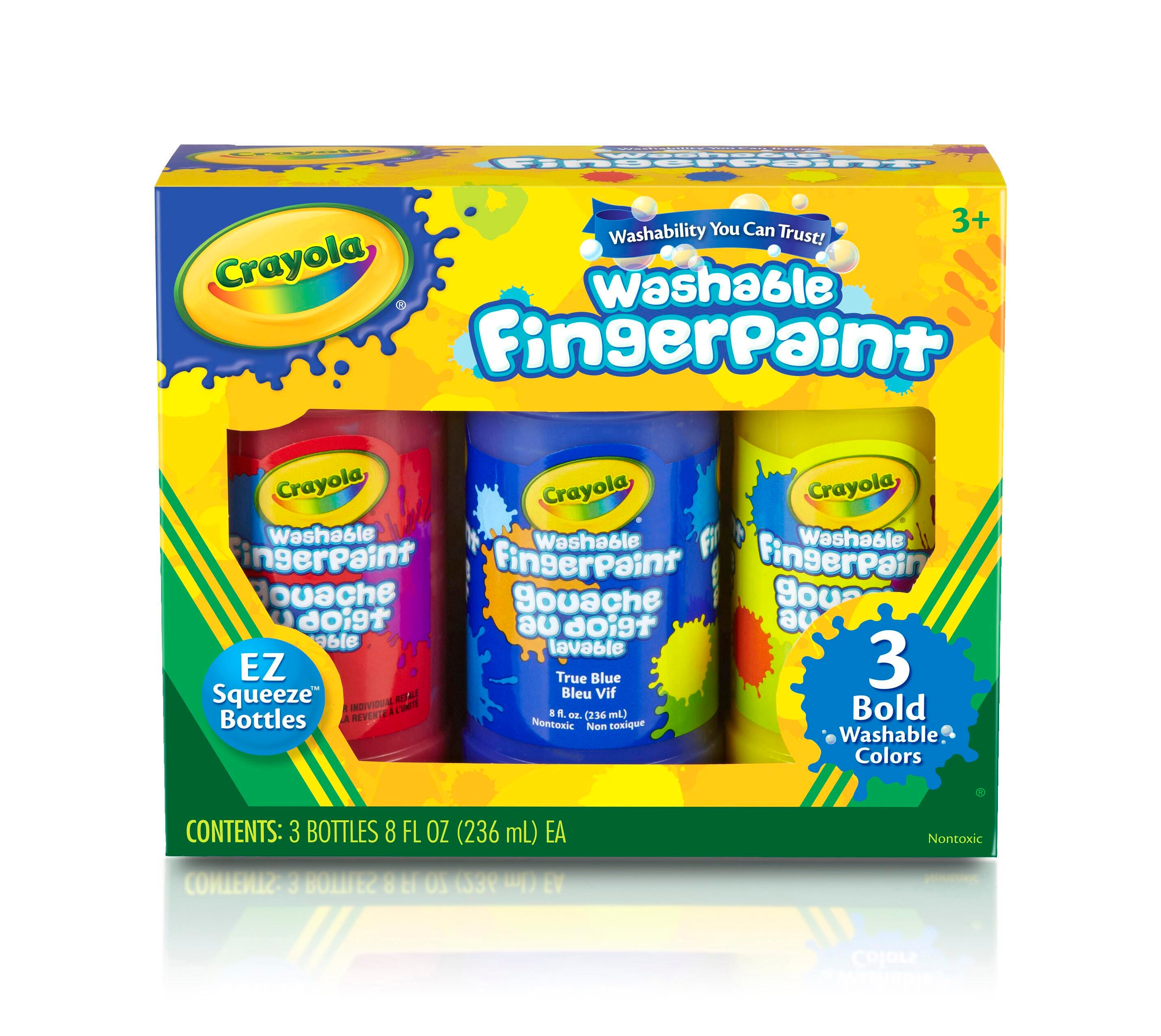 Crayola Washable Bold Finger Paints, 8 Ounce Bottles, Assorted Primary Colors, Set of 3 1492158
