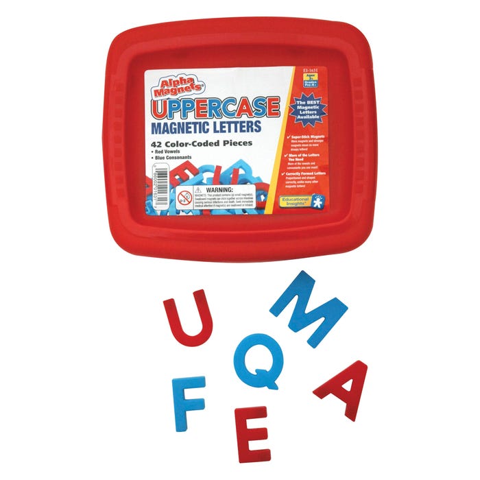 Educational Insights Uppercase Alphamagnets, Red and Blue, 42 Pieces