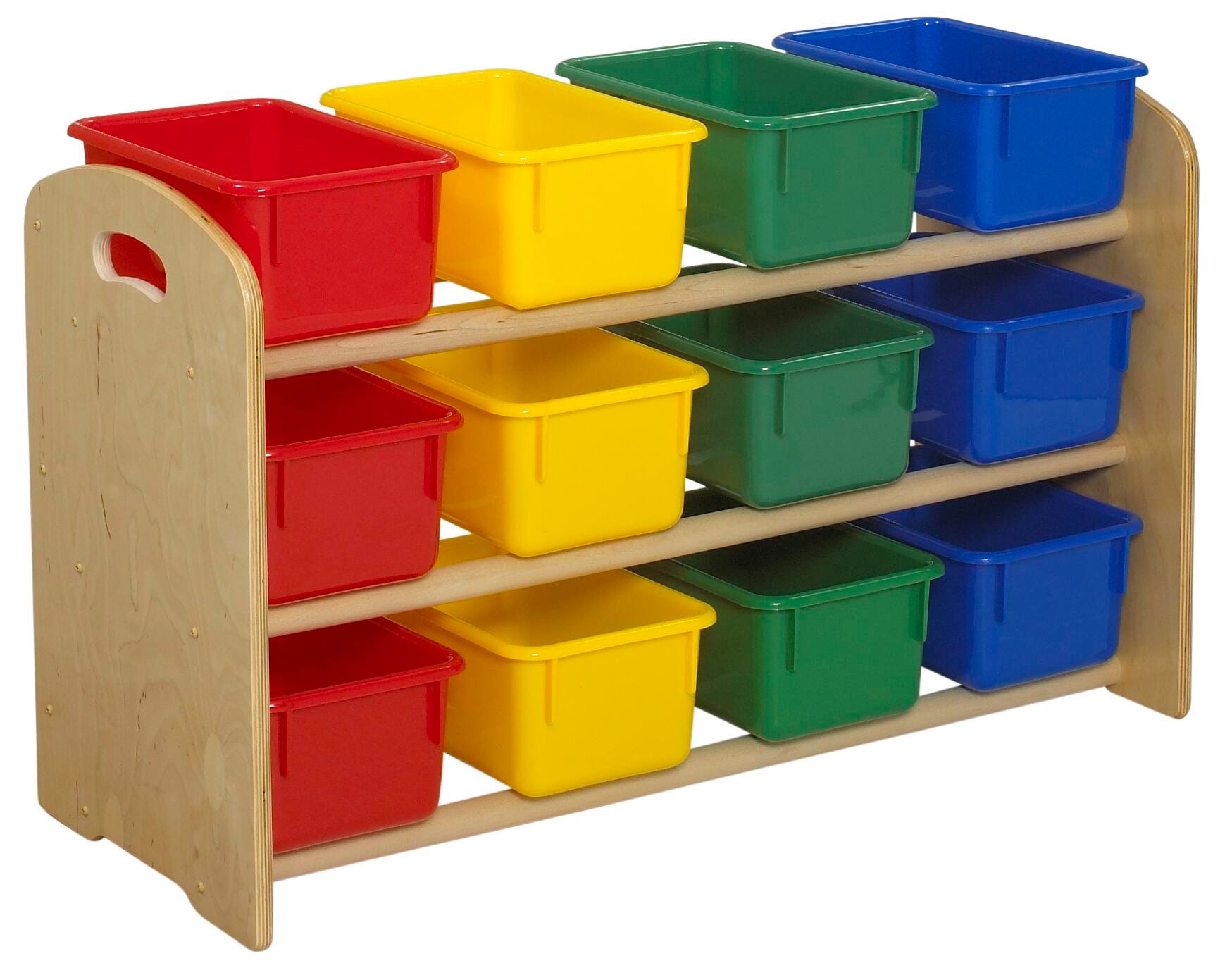 Childcraft ABC Furnishings Dowel Rack With 12 Assorted Color Trays, 35-3/4 x 14-1/2 x 21-3/4 Inches, Item Number 1537052