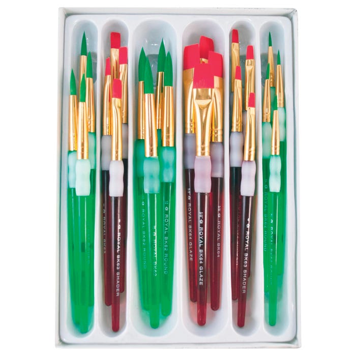 Royal & Langnickel Big Kid's Choice Value Brushes, Flat & Round Types, Short Handle, Assorted Sizes, Set of 24