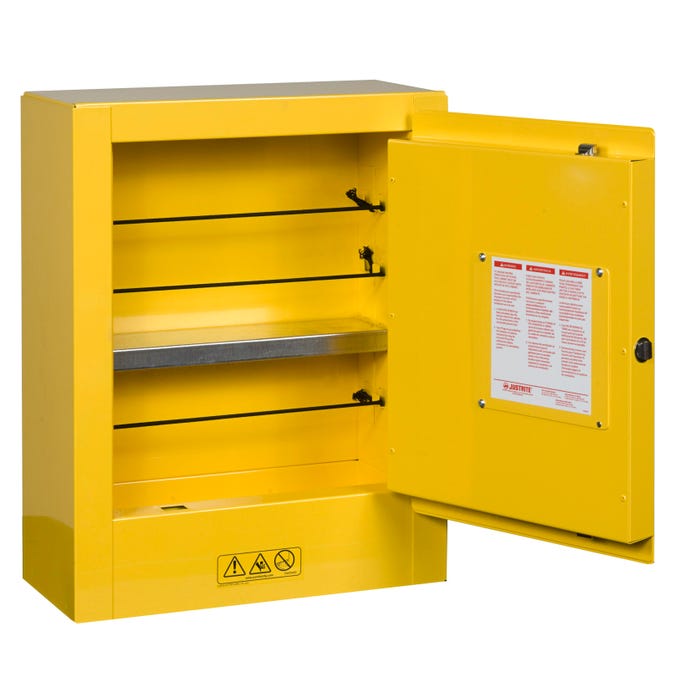 Justrite Mini Transportable Flammable Cabinet for Aerosols, Sure Grip EX, Yellow 890200