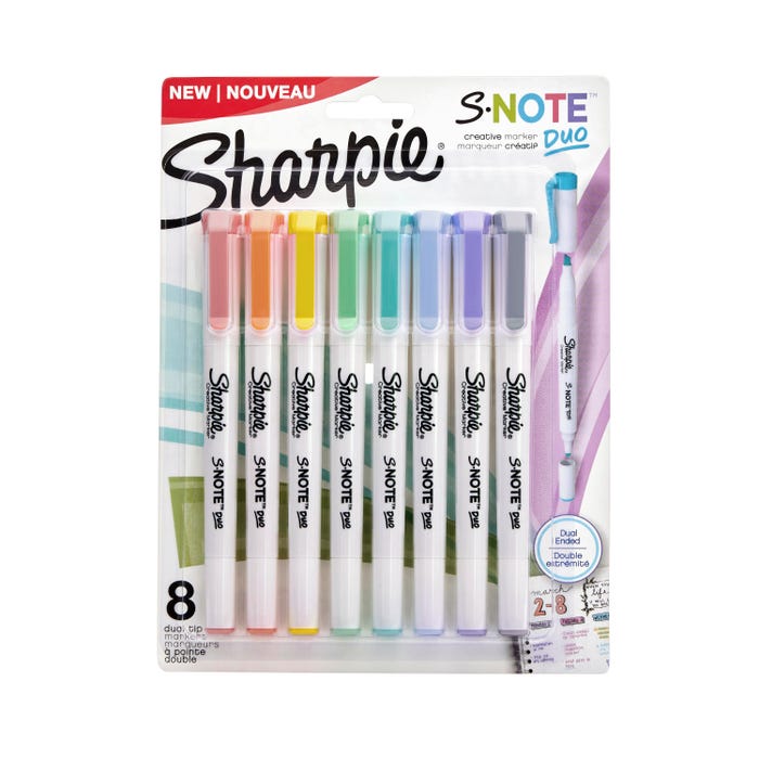 Sharpie S-Note Duo, Fine and Chisel Tips, Assorted Colors, Pack of