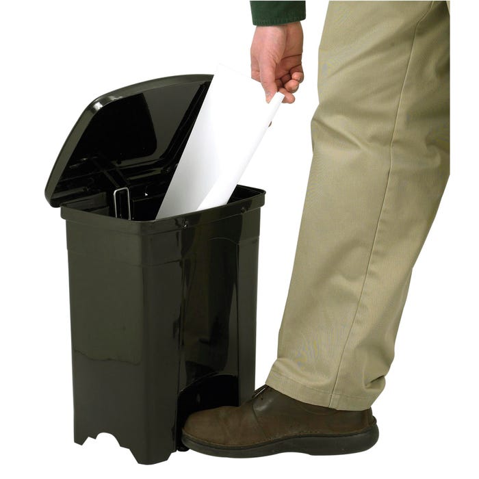 Safco Plastic Step-On Rectangular Receptacle Container, 4 Gallon, Black