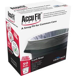 Heritage Low Density Can Liners, 32 Gallon, 0.90 mil, Clear, 50 Count Box