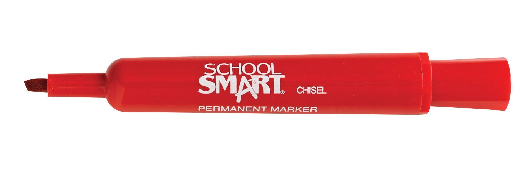 School Smart Nontoxic Permanent Markers, Chisel Tip, Red, Pack of 12 1400755