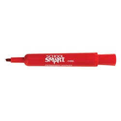School Smart Nontoxic Permanent Markers, Chisel Tip, Red, Pack of 12 1400755