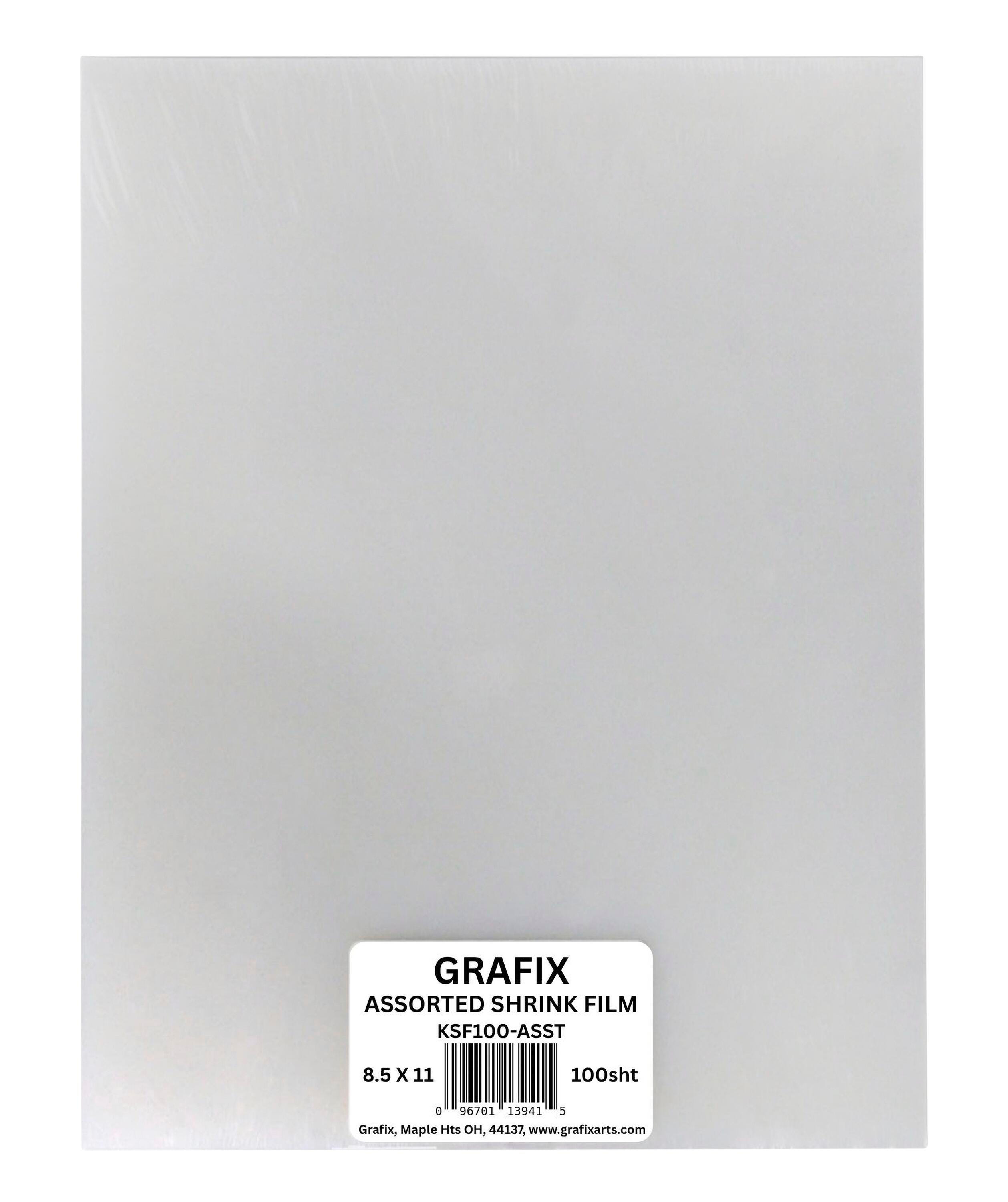 Grafix Shrink Film, 8-1/2 x 11 Inches, Assorted Colors, Set of 100 Item Number 401565