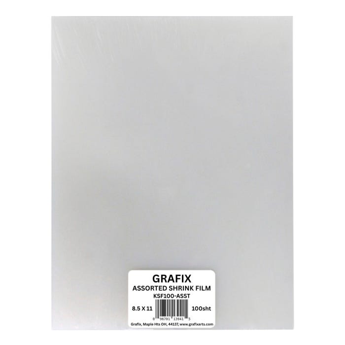Grafix Shrink Film, 8-1/2 x 11 Inches, Assorted Colors, Set of 100
