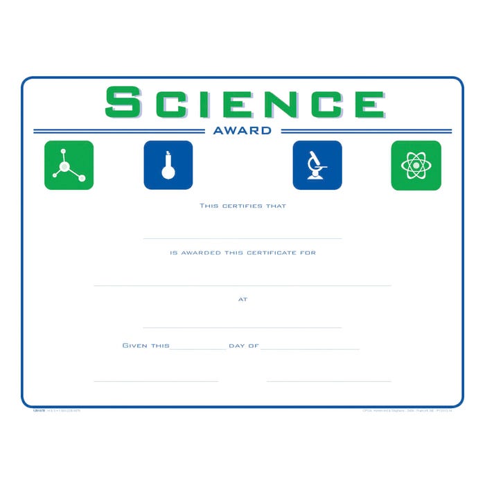 Achieve It! Raised Print Science Recognition Award, 11 x 8-1/2 inches, Pack of 25