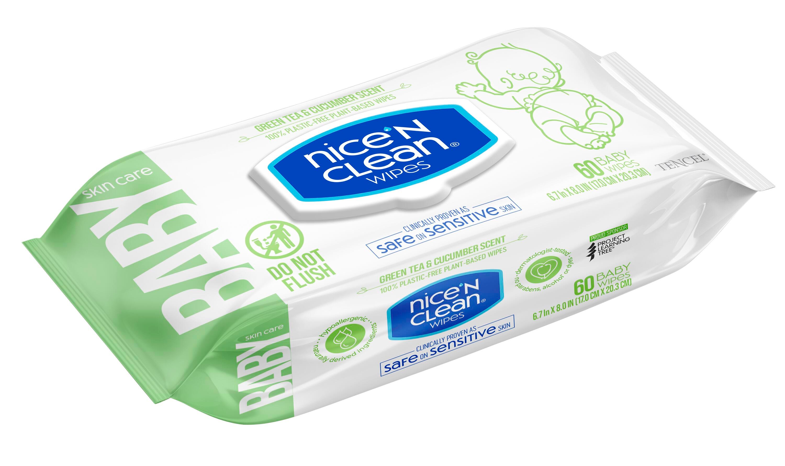 Image for Nice ’n Clean Baby Skin Health Wipes, Green Tea & Cucumber, Pack of 60 Wipes from School Specialty