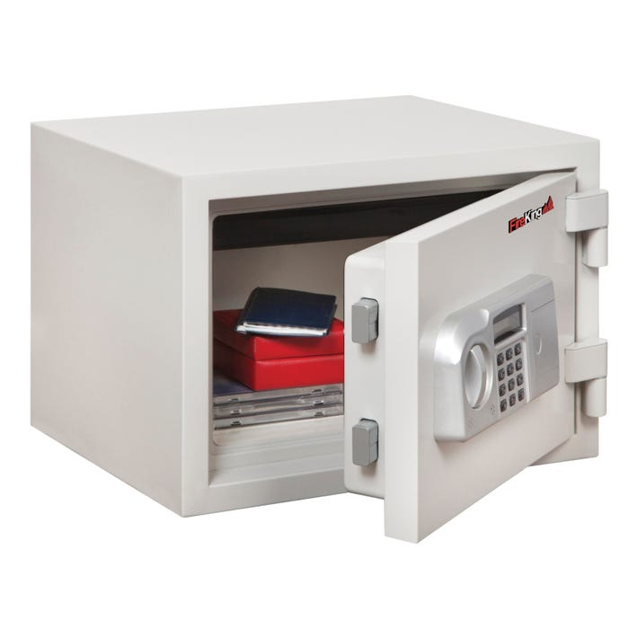 Fire King 1-Hour Fire and Water-Resistant Safe, 11-3/4 x 16-1/2 x 14 inches, 0.53 cu, Steel, White, Textured
