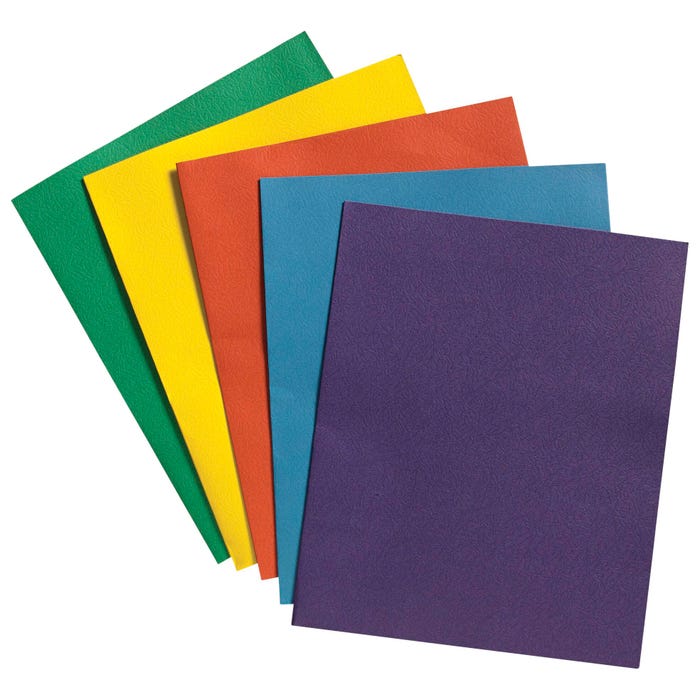 School Smart 2-Pocket Folders with No Brads, Assorted Colors, Pack of 25