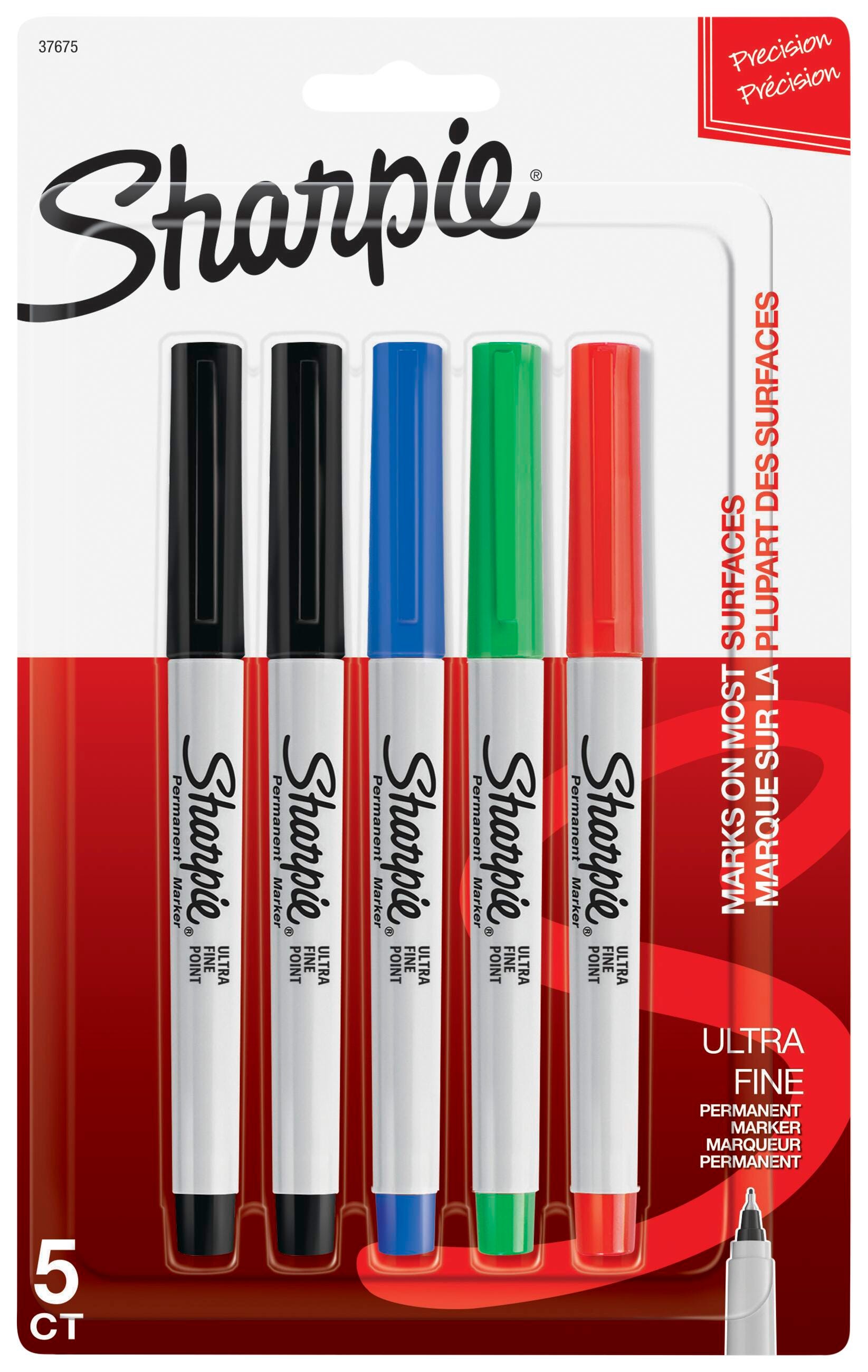 Image for Sharpie Permanent Markers, Ultra Fine Point, Assorted Colors, Set of 5 from School Specialty