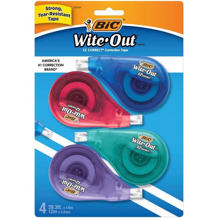 BIC Wite-Out EZ Correct Correction Tape, White, Pack of 4