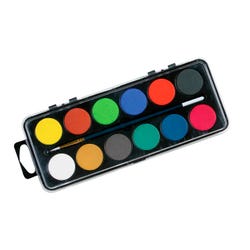 Jack Richeson Non-Toxic Watercolor Paint, 8 oz Plastic Case, 12 Assorted Opaque Colors, Item Number 225879