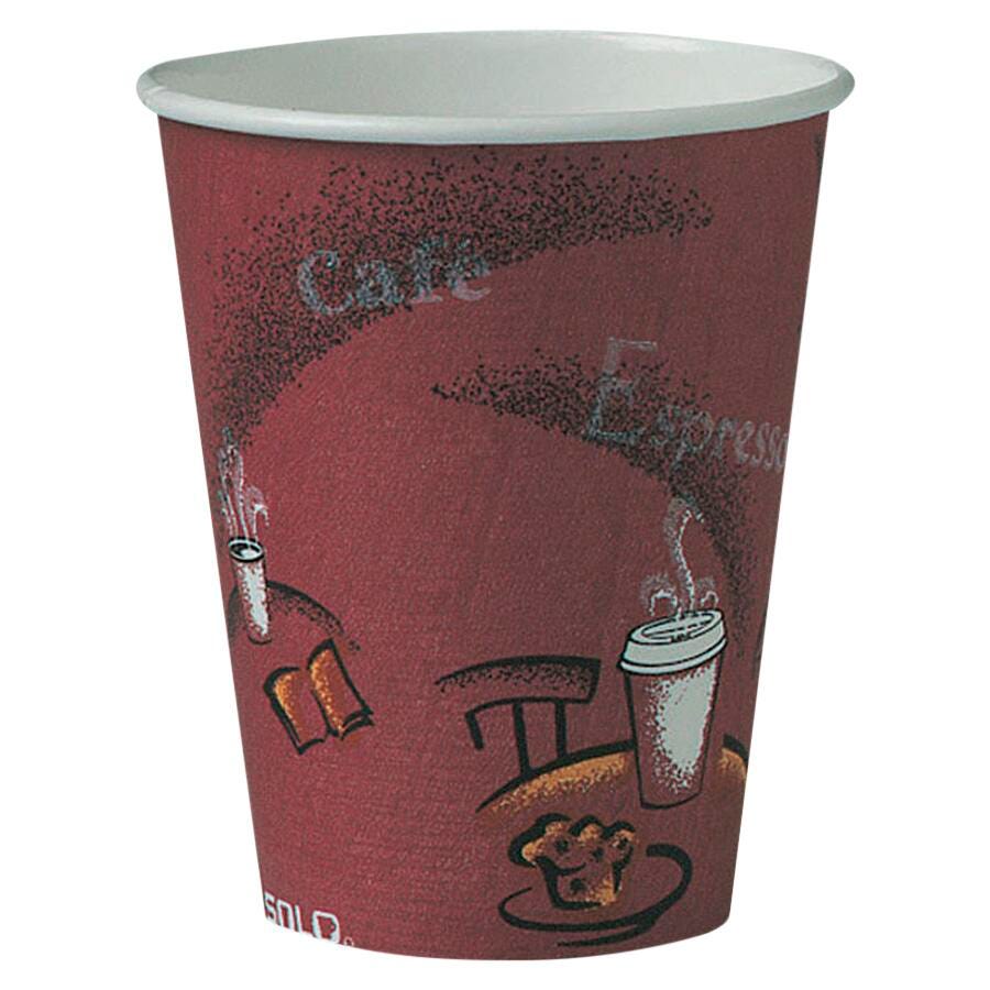 Solo Single Sided Paper Hot Cup, 8 Ounces, Maroon, Pack of 500, Item Number 1377795