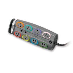 ACCO Kensington SmartSockets 8-Outlet Color Coded Surge Protector with Right Angle Plug
